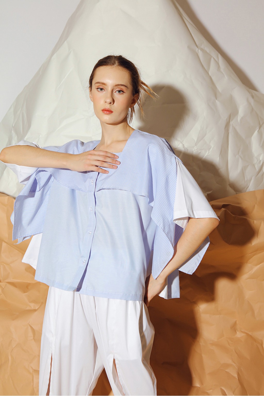 Lucille Top Light Blue Stripes